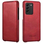 For Samsung Galaxy S20 ICARER First Layer Cowhide Flip Phone Case(Red)
