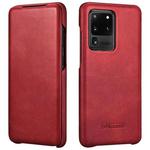 For Samsung Galaxy S20 Ultra ICARER First Layer Cowhide Flip Phone Case(Red)