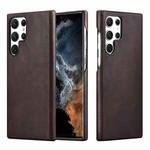 For Samsung Galaxy S22 Ultra 5G Crazy Horse Cowhide Leather Magnetic Back Phone Case(Coffee)