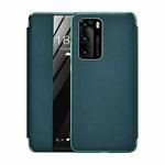 For Huawei P40 Plating Grain Cowhide Leather Flip Phone Case(Green)