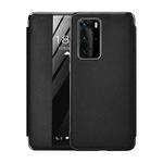 For Huawei P40 Pro Plating Grain Cowhide Leather Flip Phone Case(Black)