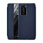 For Huawei P40 Pro Plating Grain Cowhide Leather Flip Phone Case(Royal Blue)