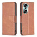 For Honor 60 Lambskin Texture Pure Color Horizontal Flip Leather Phone Case(Brown)