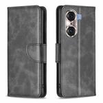 For Honor 60 Pro Lambskin Texture Pure Color Horizontal Flip Leather Phone Case(Black)