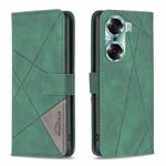 For Honor 60 Rhombus Texture Magnetic Buckle Horizontal Flip Leather Phone Case(Green)