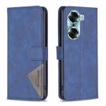 For Honor 60 Rhombus Texture Magnetic Buckle Horizontal Flip Leather Phone Case(Blue)