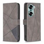 For Honor 60 Rhombus Texture Magnetic Buckle Horizontal Flip Leather Phone Case(Grey)