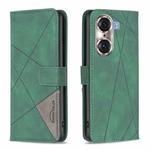 For Honor 60 Pro Rhombus Texture Magnetic Buckle Horizontal Flip Leather Phone Case(Green)