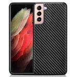 For Samsung Galaxy S21+ 5G Carbon Fiber Cowhide Leather Phone Case(Black)
