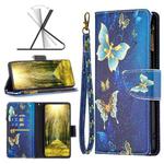 For Motorola Moto G Stylus 2022 Colored Drawing Pattern Zipper Horizontal Flip Leather Phone Case(Gold Butterfly)