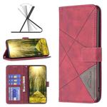 For Motorola Moto G51 5G Rhombus Texture Magnetic Buckle Horizontal Flip Leather Phone Case(Red)