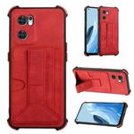 For OPPO Reno7 Global Dream Holder Card Bag Shockproof Phone Case(Red)