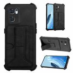 For OPPO Reno7 Global Dream Holder Card Bag Shockproof Phone Case(Black)