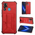 For Tecno Pova Neo Dream Holder Card Bag Shockproof Phone Case(Red)
