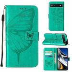 For Google Pixel 6a 5G Embossed Butterfly Leather Phone Case(Green)
