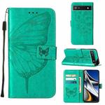 For Google Pixel 7 5G Embossed Butterfly Leather Phone Case(Green)