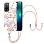 For OPPO A53s 5G / A55 5G / A54 4G / A16 Splicing Marble Flower Pattern TPU Phone Case with Lanyard(Imperial Crown)