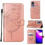 For Infinix Hot 11s Embossed Butterfly Leather Phone Case(Rose Gold)