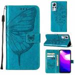 For Infinix Note 11 Embossed Butterfly Leather Phone Case(Blue)