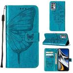 For Infinix Note 11i Embossed Butterfly Leather Phone Case(Blue)