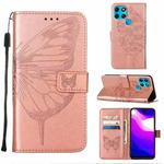 For Infinix Smart 6 Embossed Butterfly Leather Phone Case(Rose Gold)