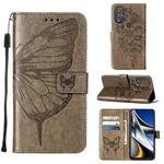 For Motorola Moto G Power 2022 Embossed Butterfly Leather Phone Case(Grey)