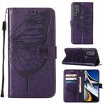 For Motorola Moto G Power 2022 Embossed Butterfly Leather Phone Case(Dark Purple)