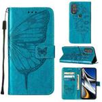 For Motorola Moto G Power 2022 Embossed Butterfly Leather Phone Case(Blue)