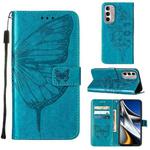 For Motorola Moto G Stylus 4G 2022 Embossed Butterfly Leather Phone Case(Blue)