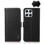 For Honor X30i / Play6T Pro / X8 KHAZNEH Side-Magnetic Litchi Genuine Leather RFID Phone Case(Black)