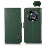 For Honor Magic 4 Pro KHAZNEH Side-Magnetic Litchi Genuine Leather RFID Phone Case(Green)