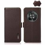 For Honor Magic 4 KHAZNEH Side-Magnetic Litchi Genuine Leather RFID Phone Case(Brown)