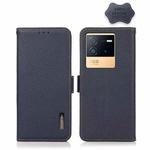 For vivo iQOO Neo6 KHAZNEH Side-Magnetic Litchi Genuine Leather RFID Phone Case(Blue)