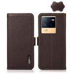 For vivo iQOO Neo6 KHAZNEH Side-Magnetic Litchi Genuine Leather RFID Phone Case(Brown)