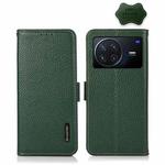 For vivo X Note KHAZNEH Side-Magnetic Litchi Genuine Leather RFID Phone Case(Green)