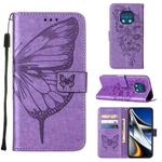 For Nokia XR20 Embossed Butterfly Leather Phone Case(Light Purple)