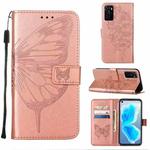 For OPPO A55s 5G Global Embossed Butterfly Leather Phone Case(Rose Gold)
