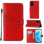 For OPPO A55s 5G Global Embossed Butterfly Leather Phone Case(Red)