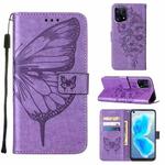For OPPO Find X5 Embossed Butterfly Leather Phone Case(Light Purple)