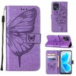 For OPPO Find X5 Pro Embossed Butterfly Leather Phone Case(Light Purple)