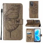 For OPPO K9X 5G Embossed Butterfly Leather Phone Case(Grey)