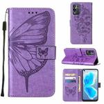 For OPPO K9X 5G Embossed Butterfly Leather Phone Case(Light Purple)