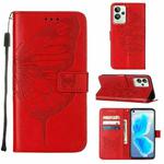 For OPPO Realme GT2 Pro Embossed Butterfly Leather Phone Case(Red)