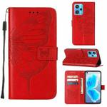 For OPPO Realme 9 Pro+ 5G Embossed Butterfly Leather Phone Case(Red)