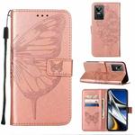 For OPPO Realme GT Neo3 Embossed Butterfly Leather Phone Case(Rose Gold)
