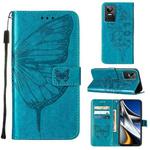 For OPPO Realme GT Neo3 Embossed Butterfly Leather Phone Case(Blue)