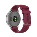 For Garmin Active Small Plaid Silicone Watch Band(Red Wine)