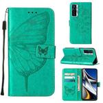 For Tecno Camon 17 Pro Embossed Butterfly Leather Phone Case(Green)