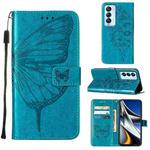 For Tecno Camon 18 Premier Embossed Butterfly Leather Phone Case(Blue)