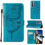 For Tecno Camon 18P / 18 Embossed Butterfly Leather Phone Case(Blue)